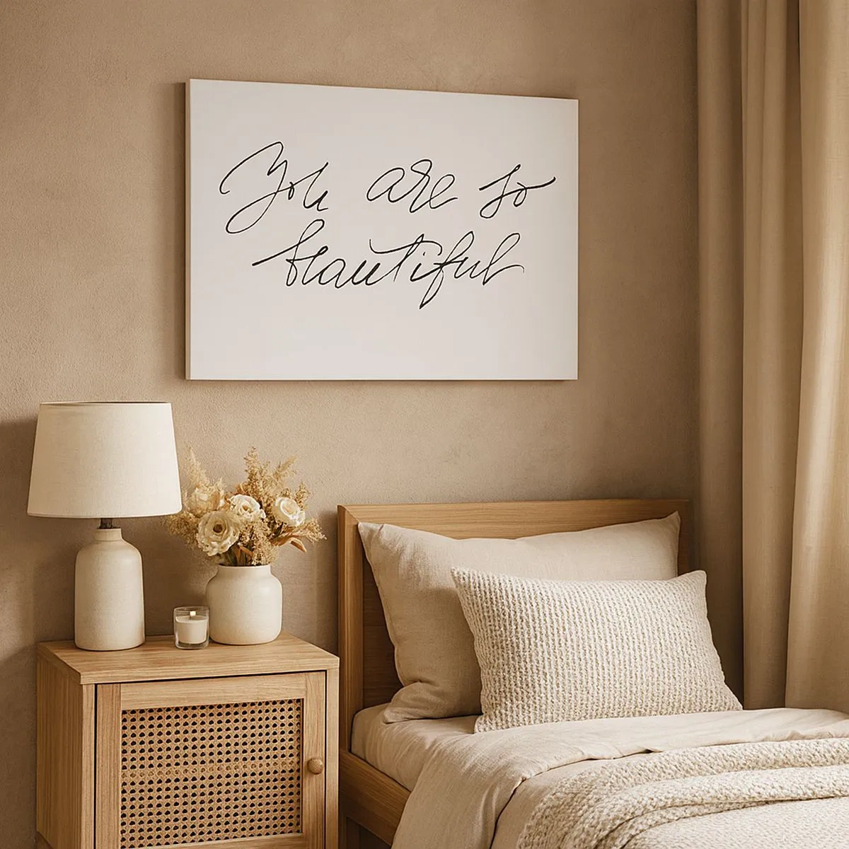Canvas picture - Black and white inscription 'You are so beautiful' - 70x50cm - Really, Believe Me... - Modern wall decoration for the living room and bedroom ARTTOR