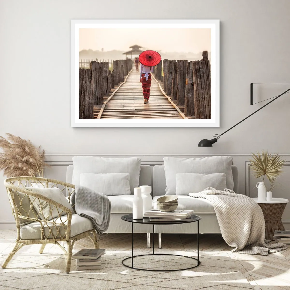 Poster in white frmae - On an Old Bridge - 40x30 cm