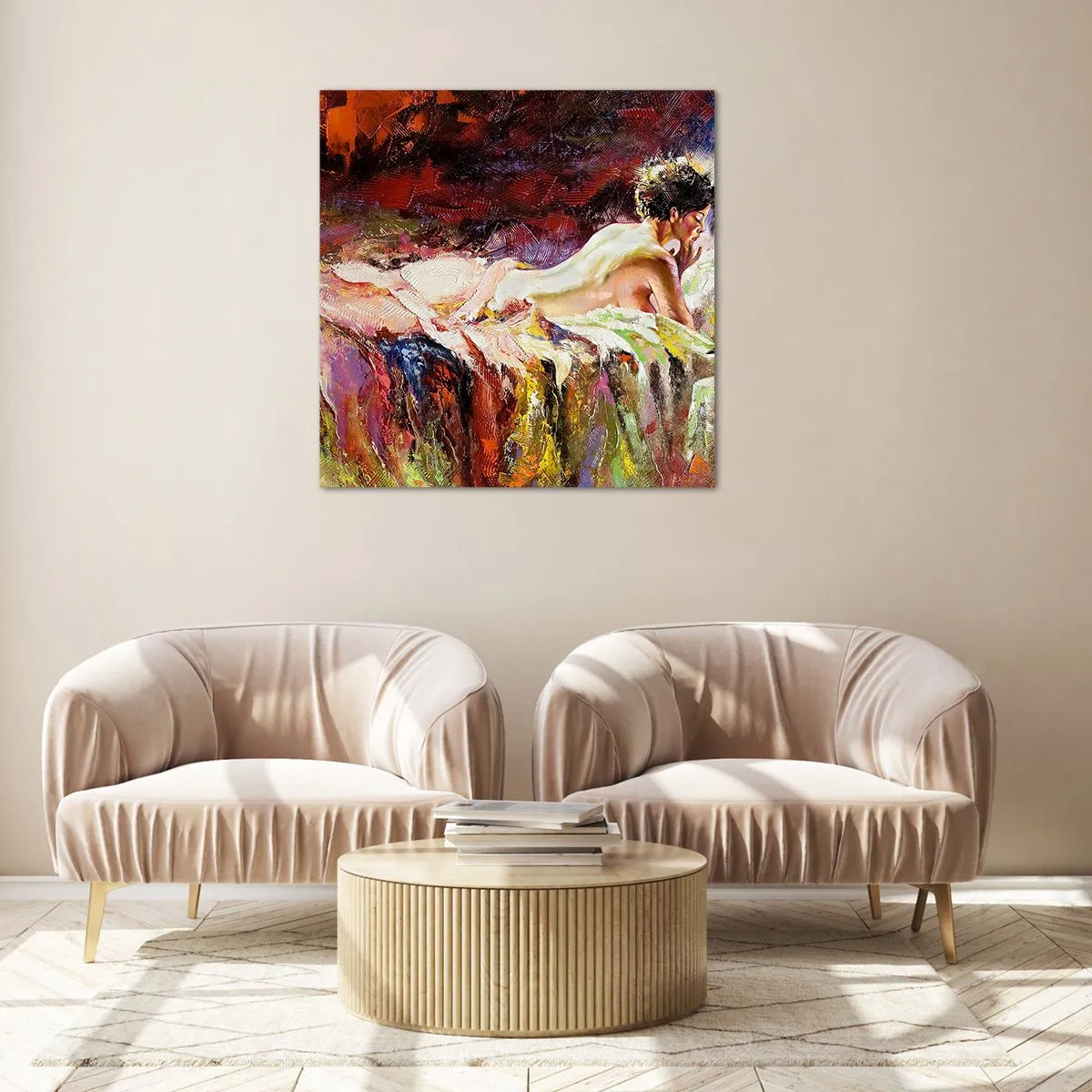 Glass picture - Thoughtful Venus - 40x40 cm