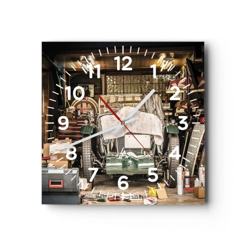 Wall clock - Clock on glass - Back to the Past - 40x40 cm