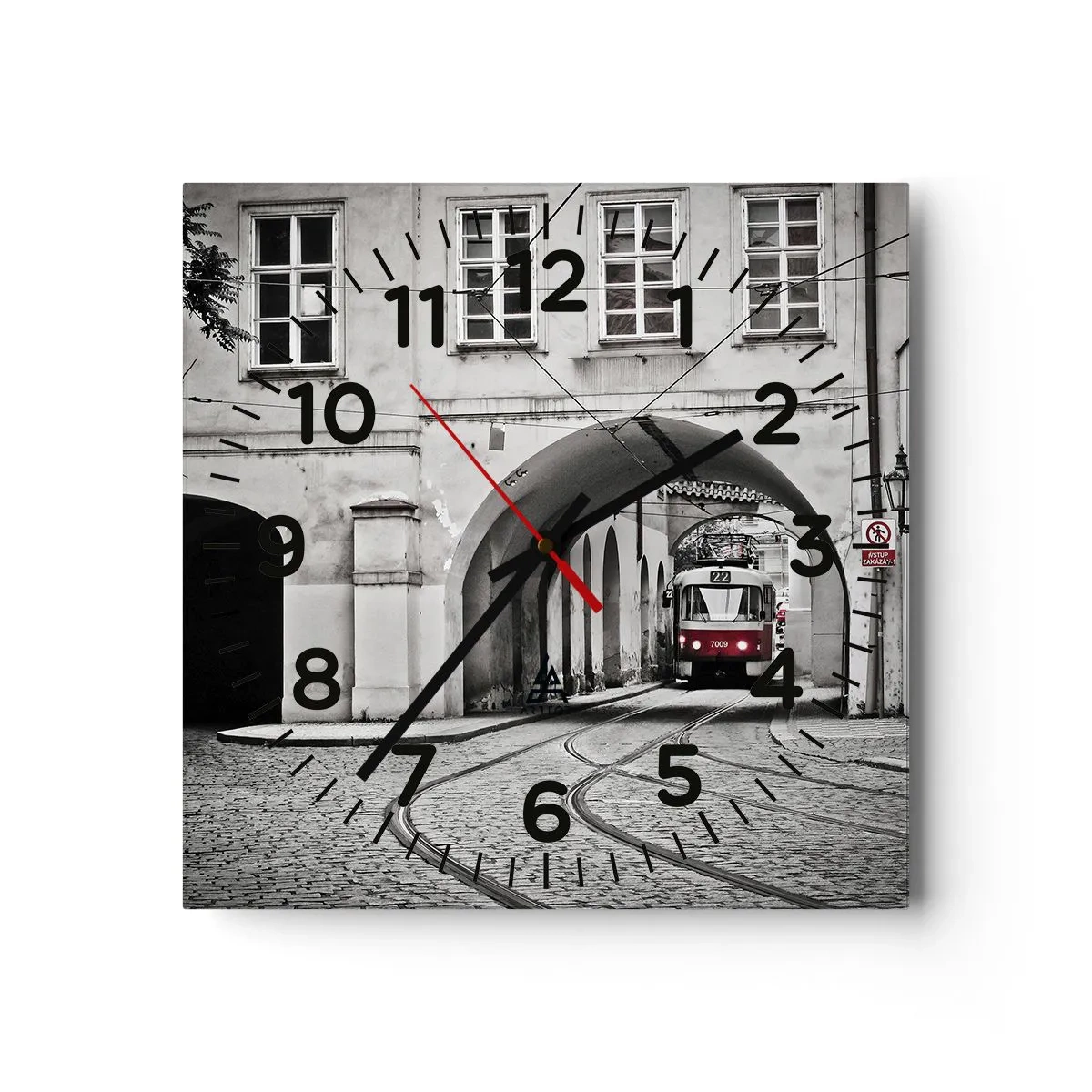 Wall clock - Clock on glass - Through City Labirynth - 30x30 cm