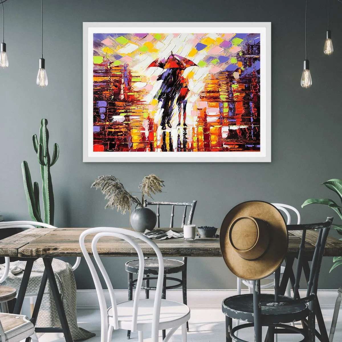 Poster in white frmae - Together through Night and Rain - 40x30 cm