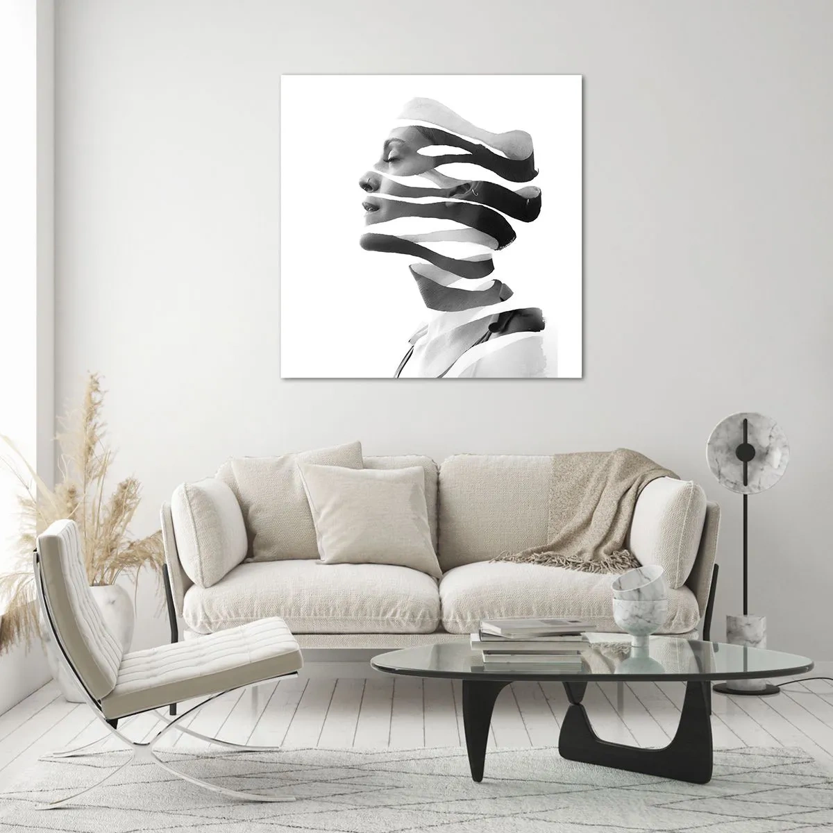 Glass picture - Surrealistic Portrait - 70x70 cm