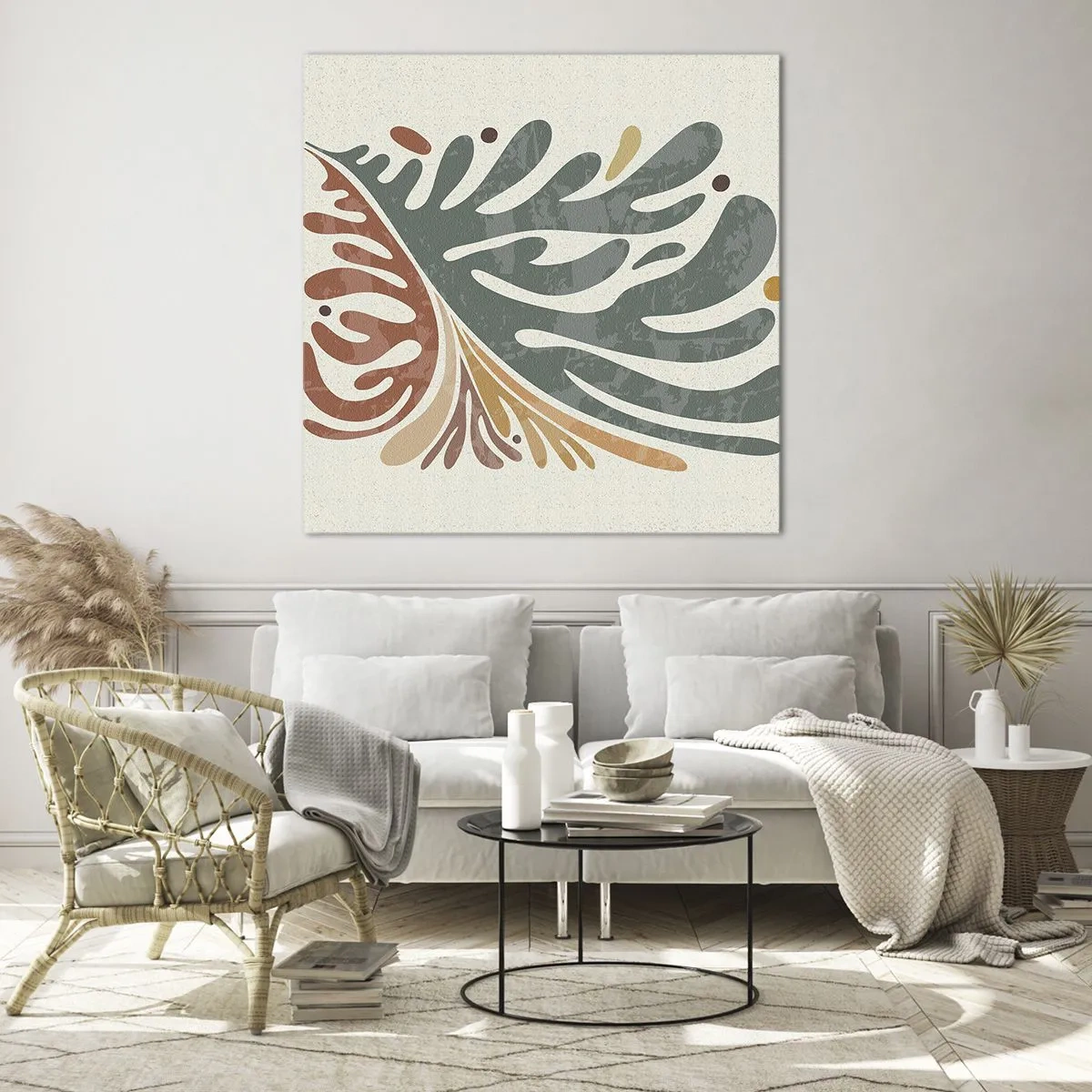 Glass picture - Multicolour Leaf - 70x70 cm