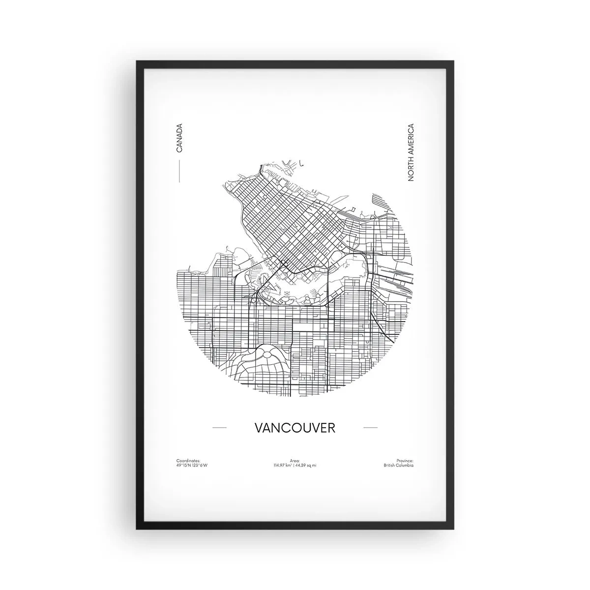 Poster in black frame - Anatomy of Vancouver - 61x91 cm