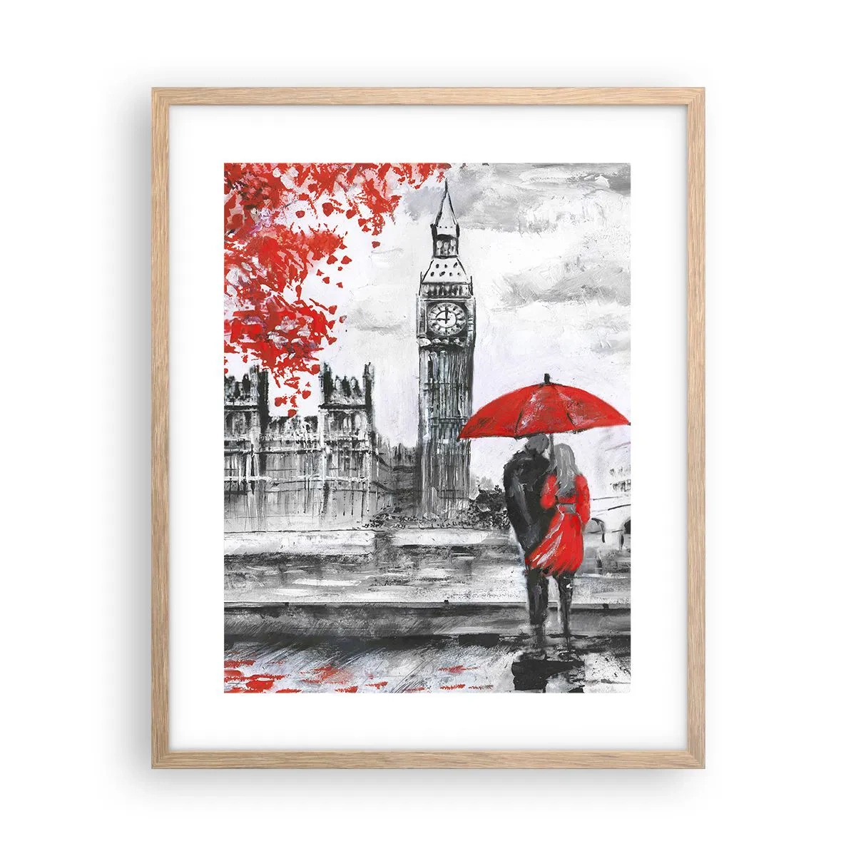 Poster in light oak frame - In Love with London - 40x50 cm