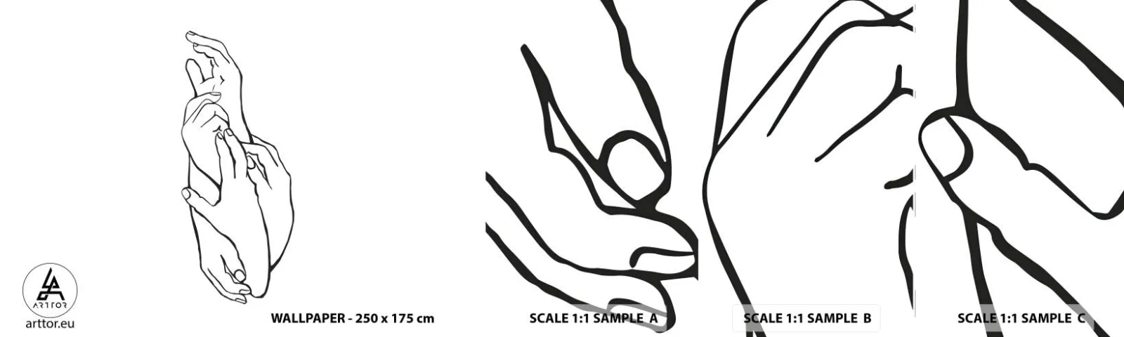 Photo Wallpaper Sample Standard Eco - Good Touch - Hands, Line, Minimalism - 100x30 cm