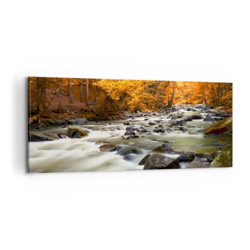 Canvas picture - Brook in a Golden Forest - 100x40 cm