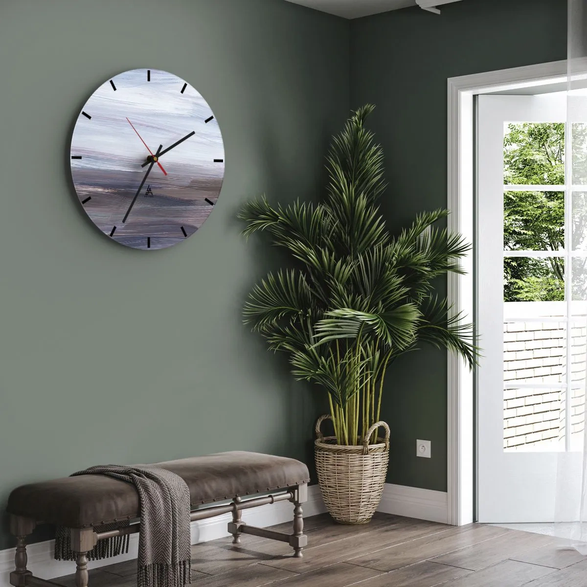 Wall clock - Clock on glass - Elements: Water - 40x40 cm