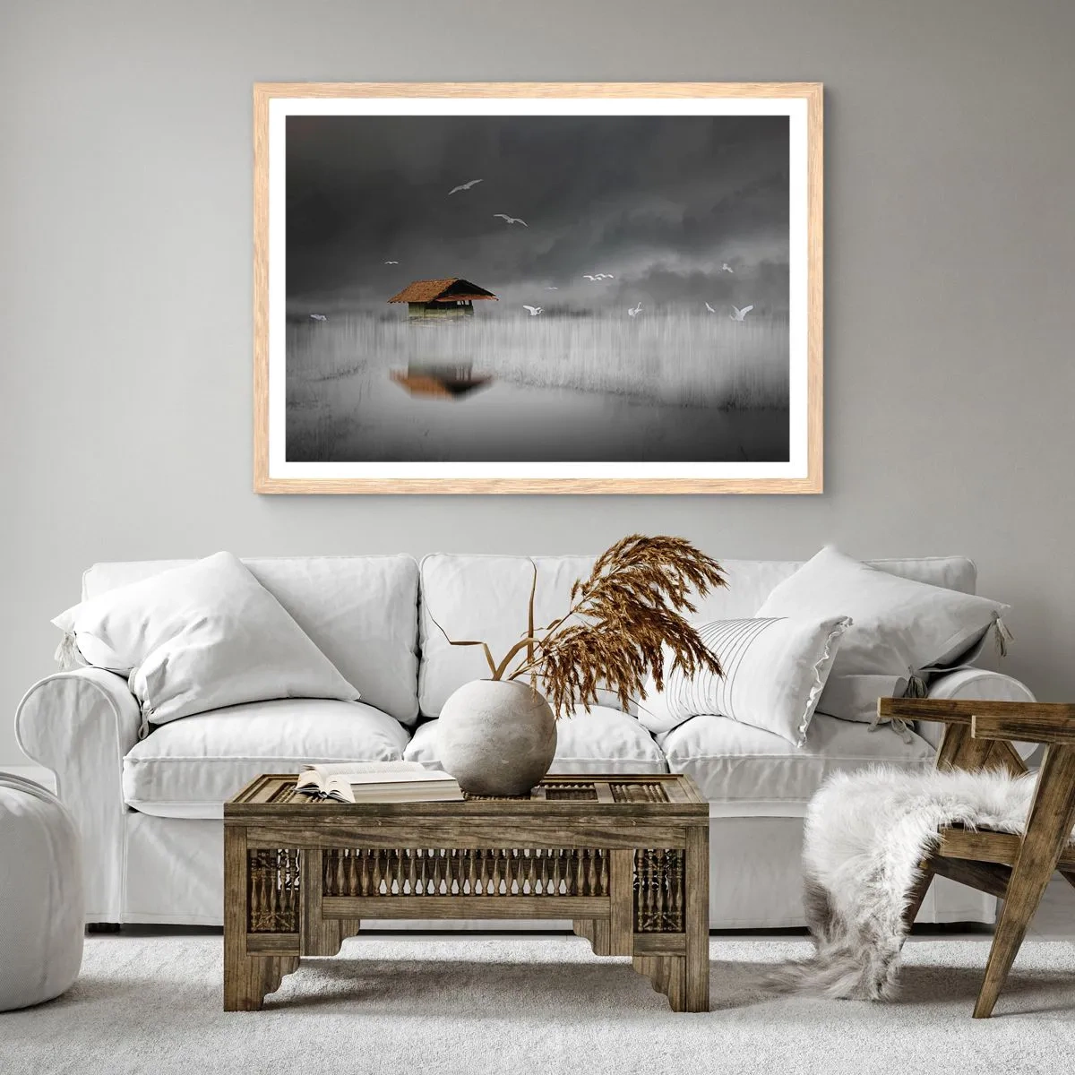 Poster in light oak frame - Shelter from the Rain - 70x50 cm