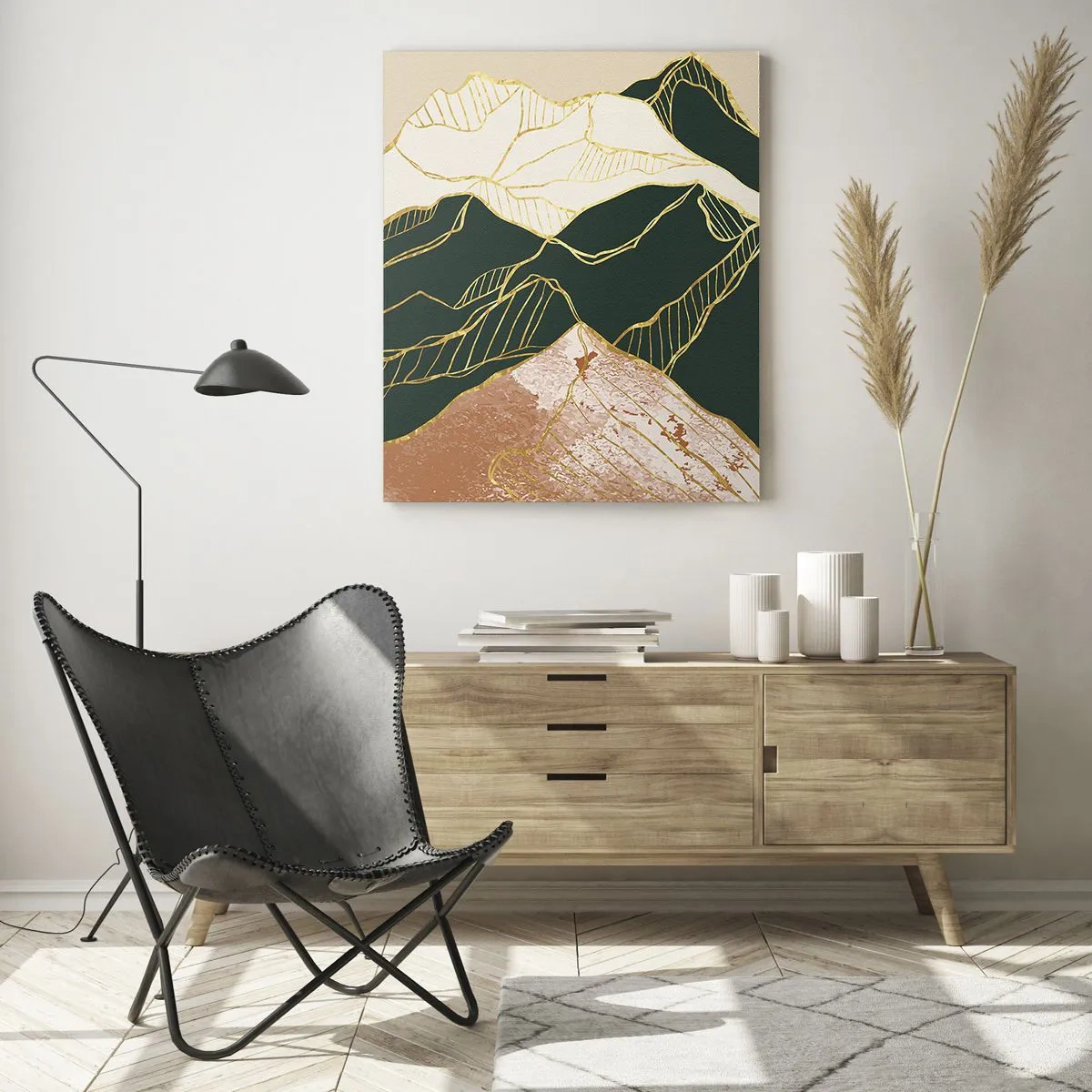 Glass picture - Golden Peaks - 80x120 cm