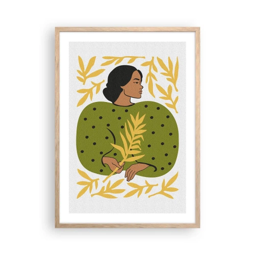 Poster in light oak frame - Hawaian Girl - 50x70 cm