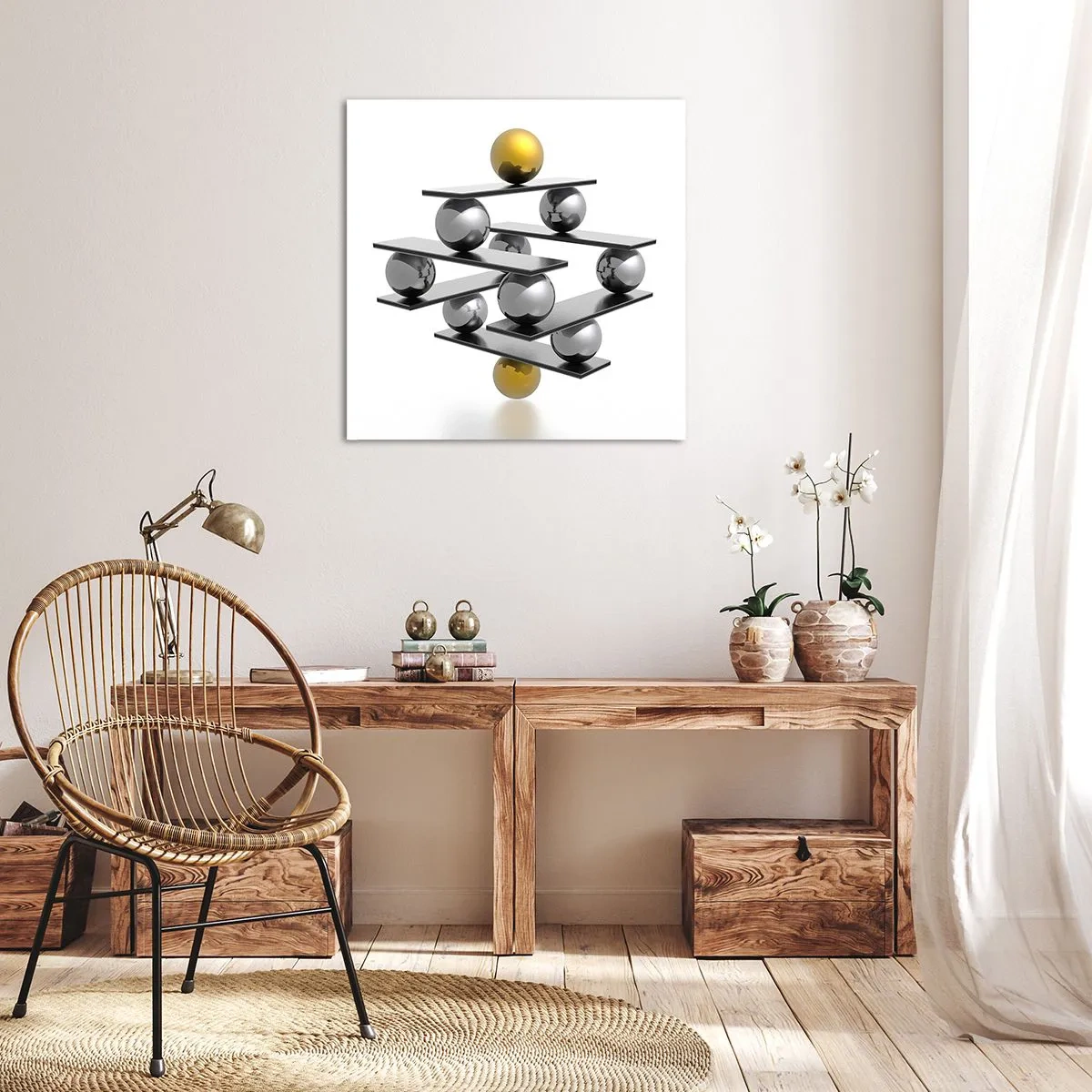 Canvas picture - Gold-Silver Balance - 70x70 cm