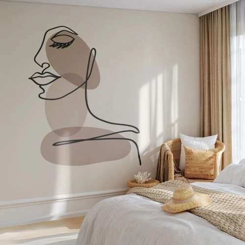 Photo Wallpaper Premium Canvas - Listening to Herself - Abstraction, Woman's Face, Graphics - 100x70 cm