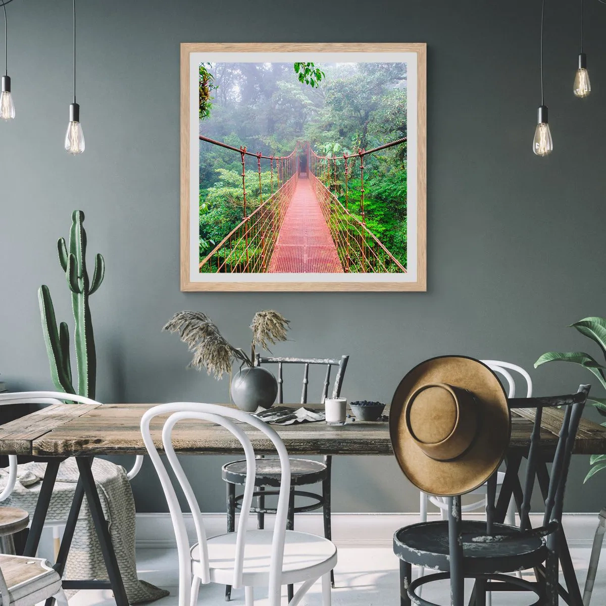 Poster in light oak frame - Suspended above Crowns - 50x50 cm