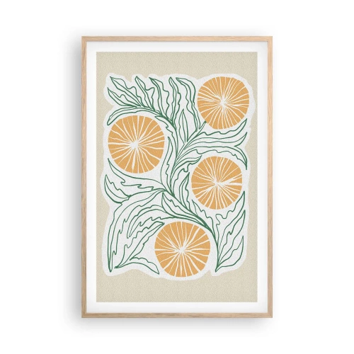 Poster in light oak frame - Ethnic with an Abstract Note - 61x91 cm