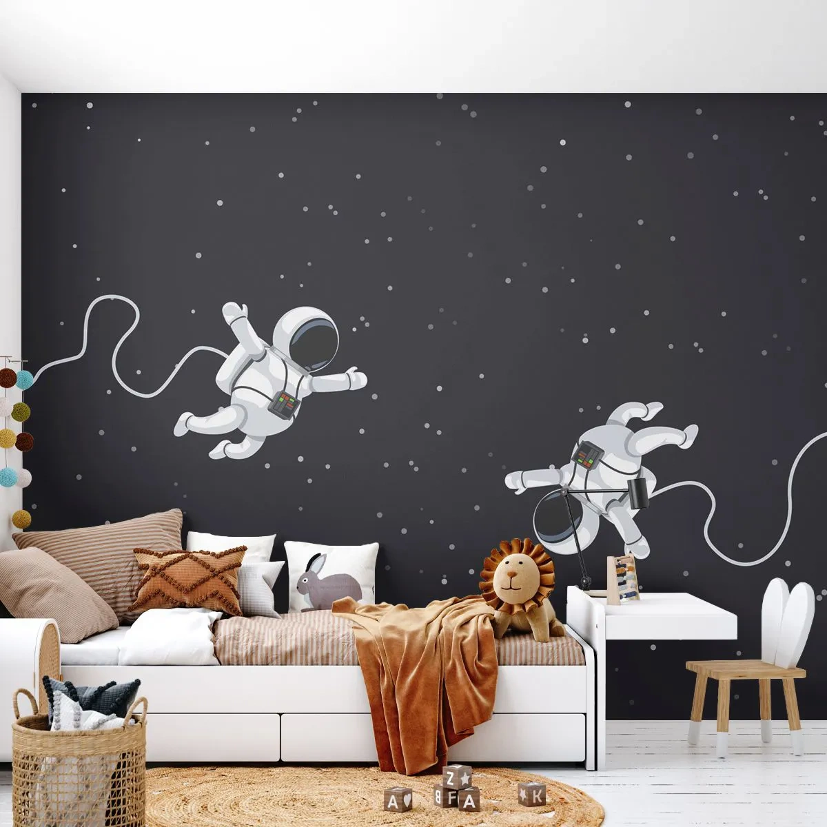 Photo Wallpaper Premium Sand - Space Dance - Abstraction, Astronaut, Cosmos - 300x210 cm