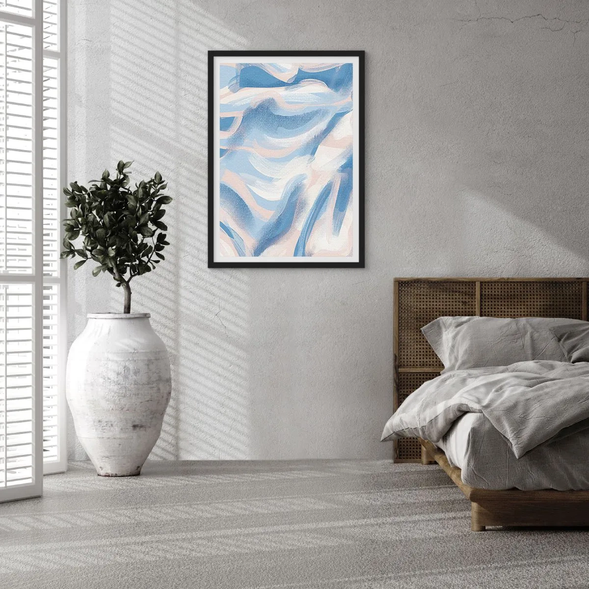 Poster in black frame - Blue Waves - 70x100 cm