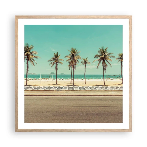 Poster in light oak frame - By the Beach - 60x60 cm