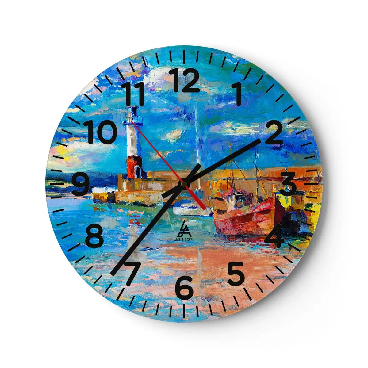 Wall clock - Clock on glass - Afternoon in a Rainbow Bay - 30x30 cm