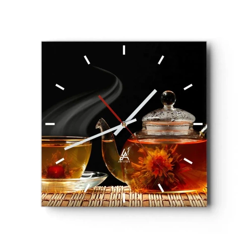 Wall clock - Clock on glass - Magic and Art of Tea Making - 40x40 cm