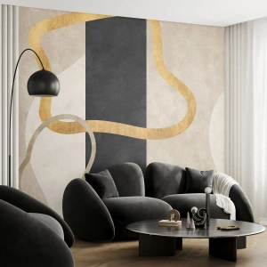 Custom Wallpaper Premium Sand - Shapes in Loops - Art Deco, Minimalism, Abstractionism