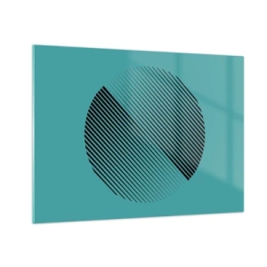 Glass picture - Black lines forming a circle on a turquoise background - 70x50cm - Circle - Geometrical Variation - Modern wall decoration for the living room and bedroom ARTTOR