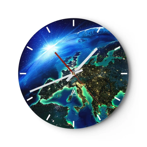 Wall clock - Clock on glass - Sparkling Europe - 40x40 cm
