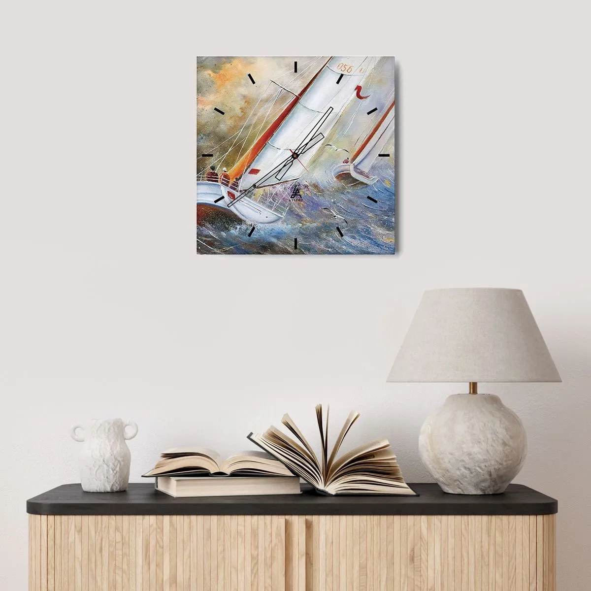 Wall clock - Clock on glass - Running on the Waves - 30x30 cm