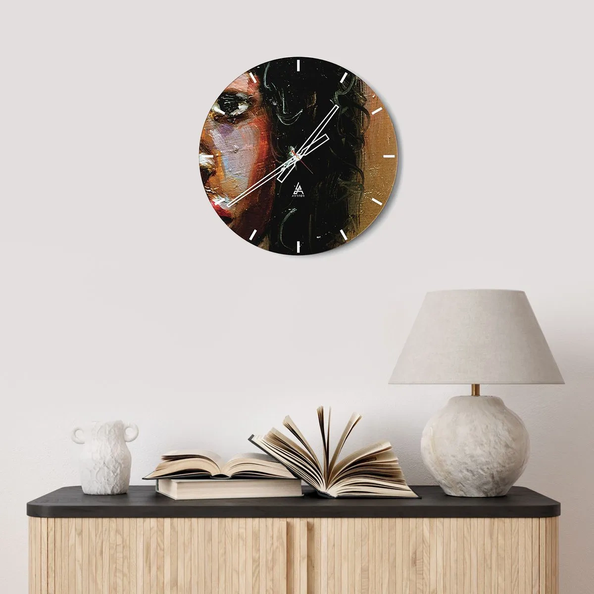 Wall clock - Clock on glass - Black and Shine - 30x30 cm