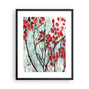 Poster in black frame - Tree in Scarlet - 40x50 cm
