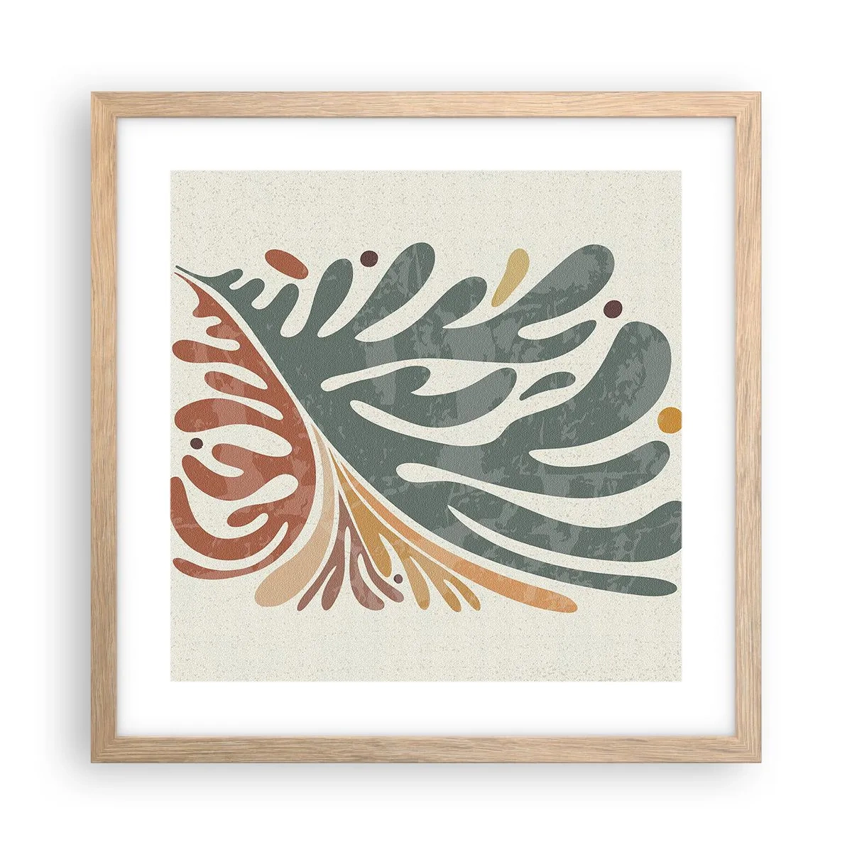 Poster in light oak frame - Multicolour Leaf - 40x40 cm