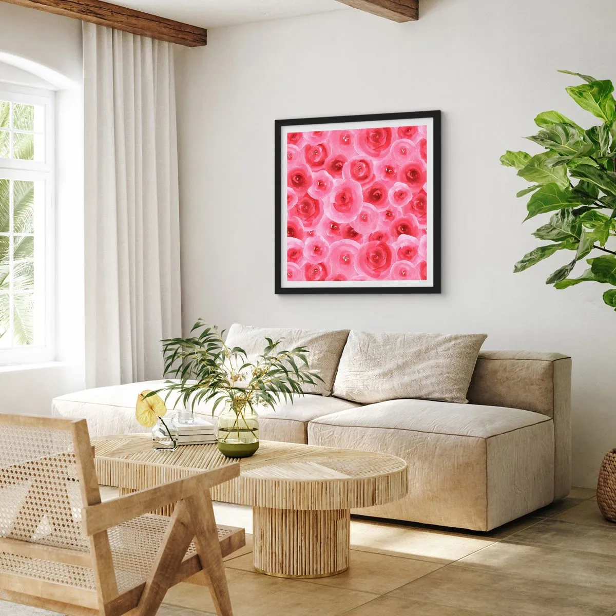 Poster in black frame - Roses at the Bottom and at the Top - 50x50 cm