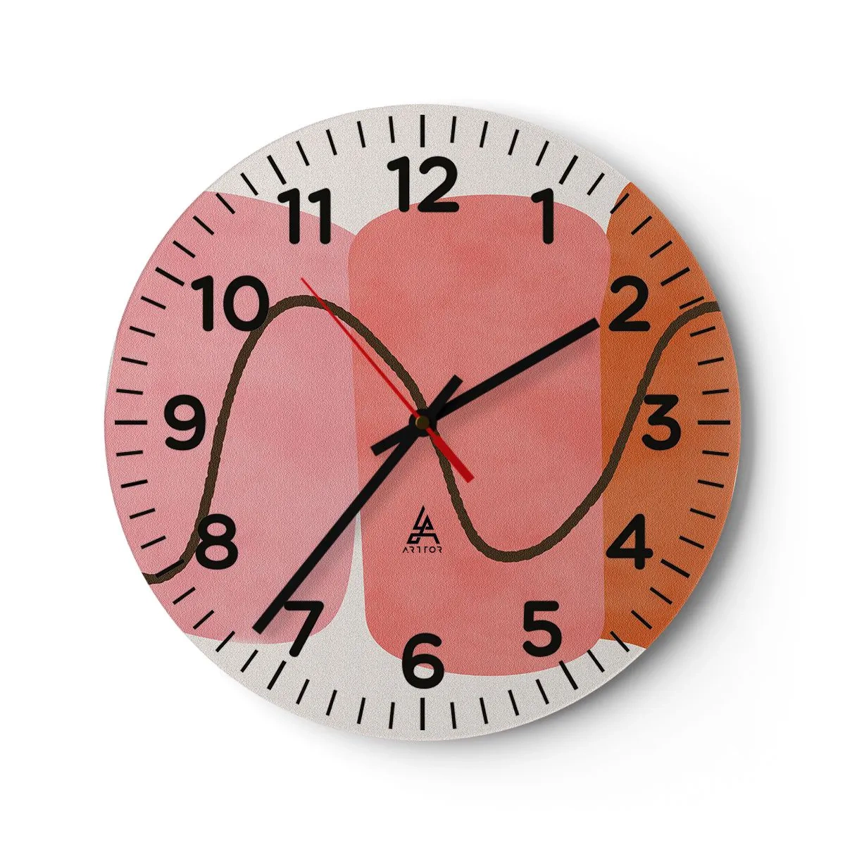 Wall clock - Clock on glass - Gentle Movement of forms - 30x30 cm