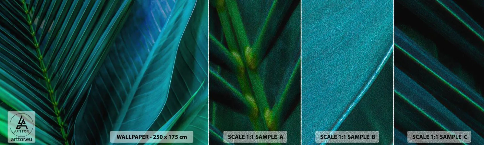 Photo Wallpaper Sample Premium Sand - Anatomy of Green - Green leaves, Tropical Plant, Nature - 100x30 cm