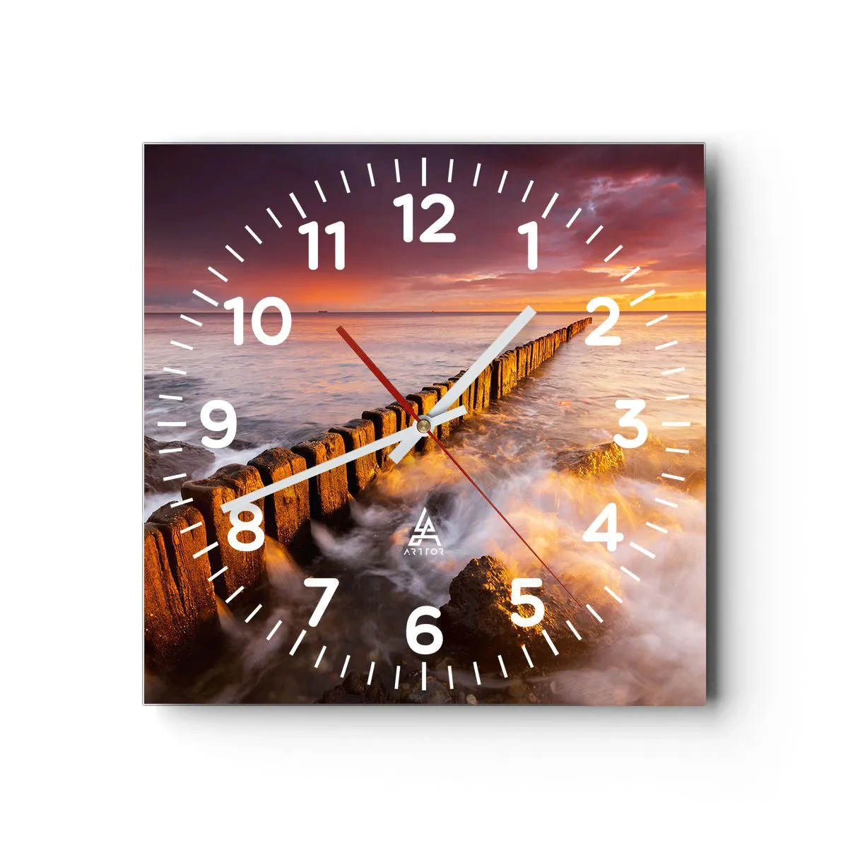 Wall clock - Clock on glass - Gentleness of Waves - 30x30 cm