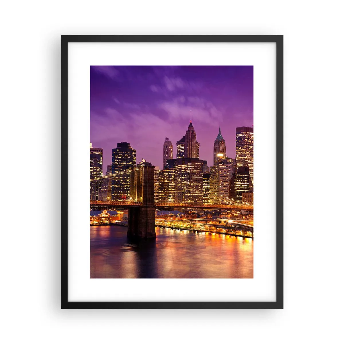 Poster in black frame - Violet and Gold Manhattan - 40x50 cm