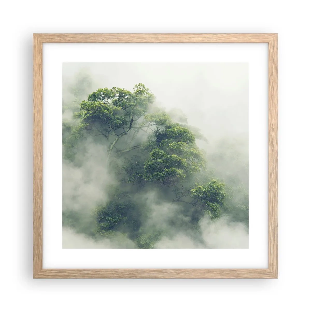 Poster in light oak frame - Wrapped In Fog - 40x40 cm