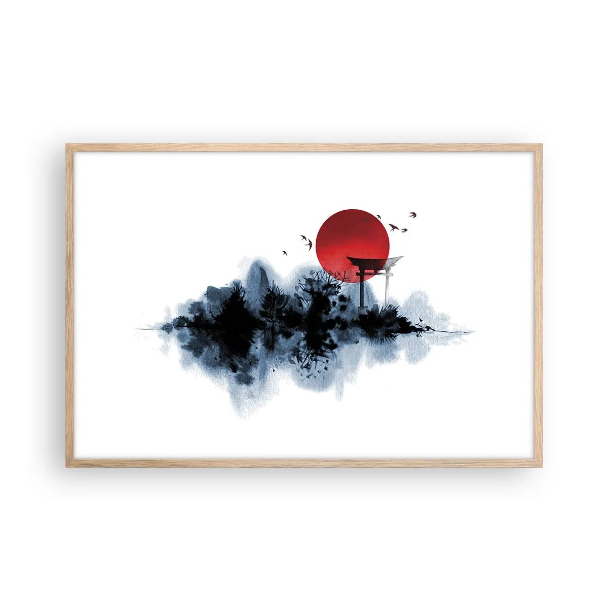 Poster in light oak frame - Japanese View - 91x61 cm