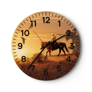 Wall clock - Clock on glass - Alone through the Prairie - 30x30 cm