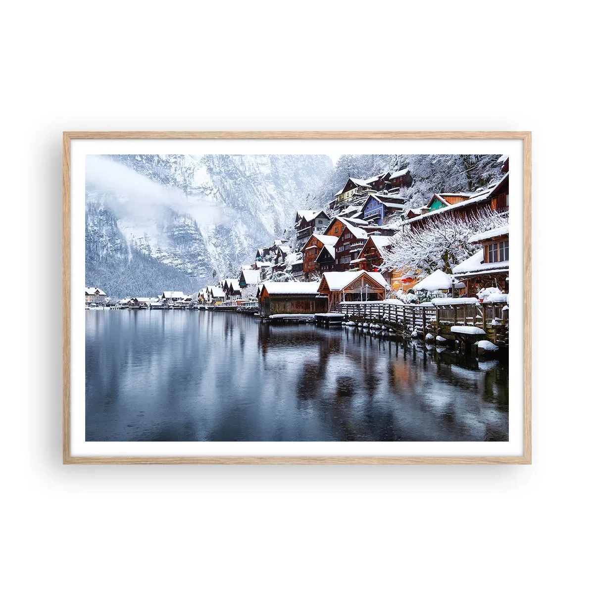 Poster in light oak frame - In Winter Decoration - 100x70 cm
