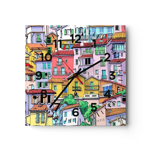 Wall clock - Clock on glass - Merry City - 40x40 cm