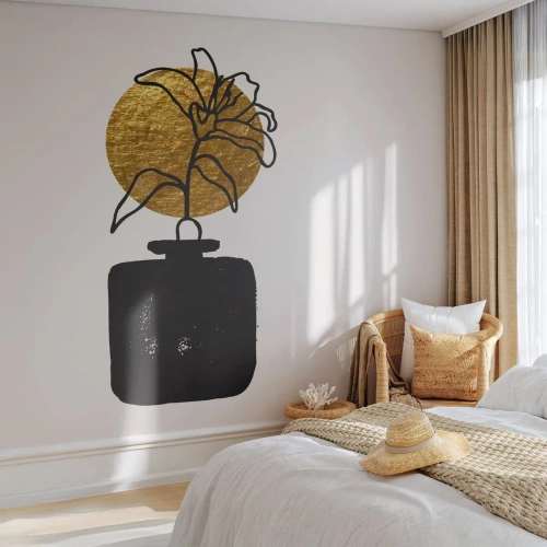Photo Wallpaper Premium Canvas - Beauty Precious as Gold - Vase, Flowers, Minimalism - 100x70 cm