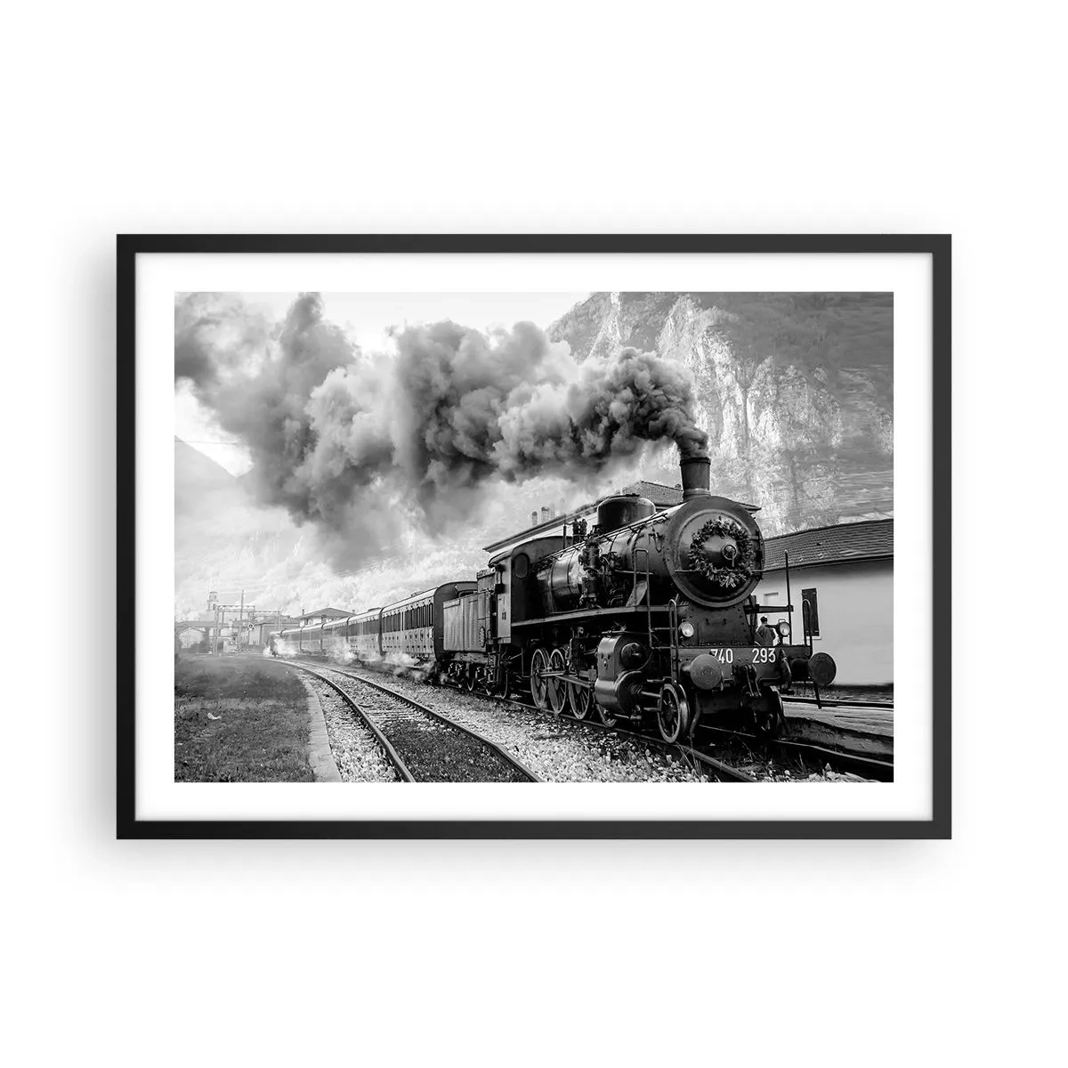 Poster in black frame - Standing at the Station... - 70x50 cm
