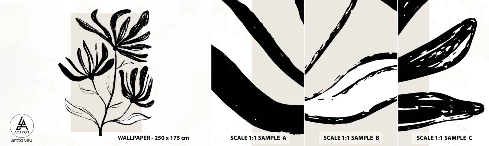 Photo Wallpaper Sample Self-Adhesive Deluxe Sticker - Sketch for a Herbarium - Flower, Minimalistic, Modern - 100x30 cm