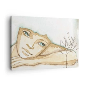 Canvas picture - Artistic portrait of a woman in pastel colors - 70x50cm - Tree of Poetry Springs from Silence - Modern wall decoration for the living room and bedroom ARTTOR