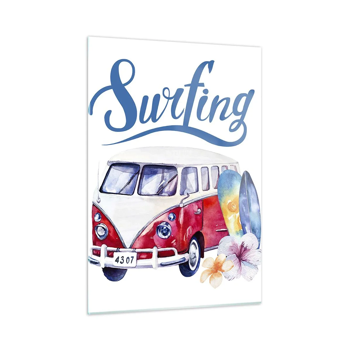 Glass picture - Surfer's Van - 50x70 cm
