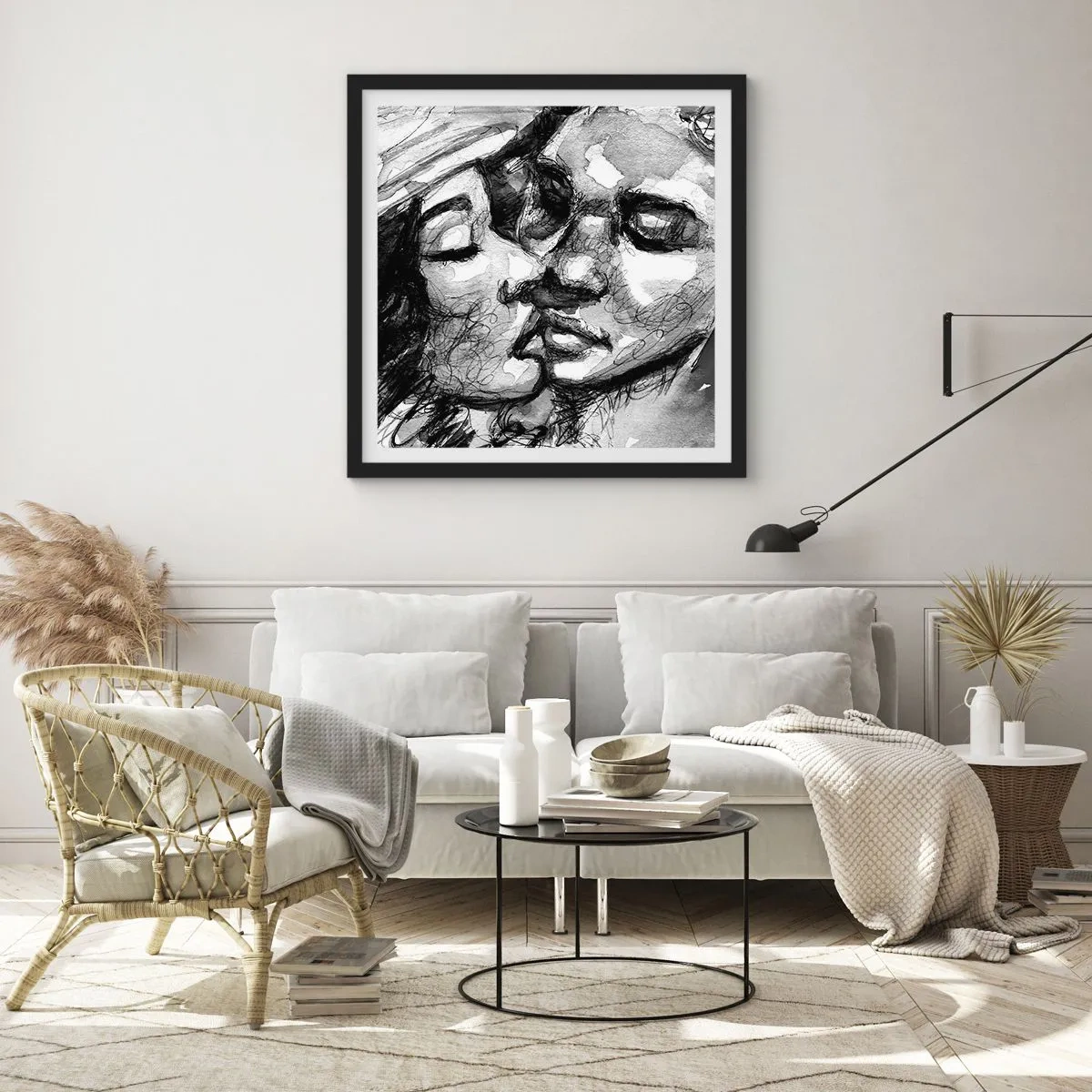 Poster in black frame - Tender Moment - 60x60 cm