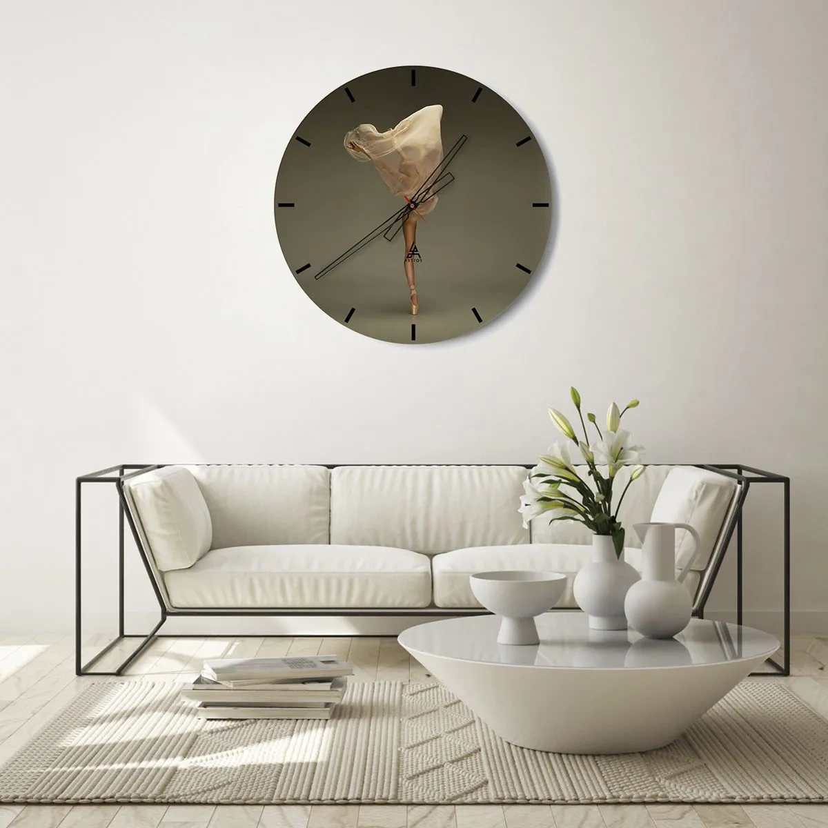 Wall clock - Clock on glass - About To Fly - 30x30 cm
