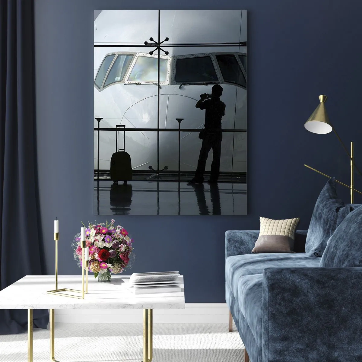 Glass picture - Via a Vis at the Aiport - 70x100 cm